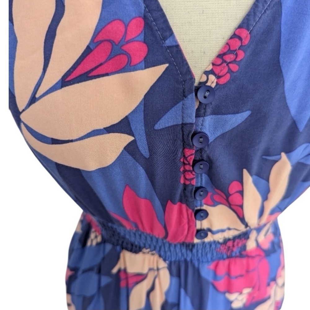 Anthropologie Abel The Label Santa Cruz Floral Midi Dress Blue Pink Boho M - Picture 7 of 10